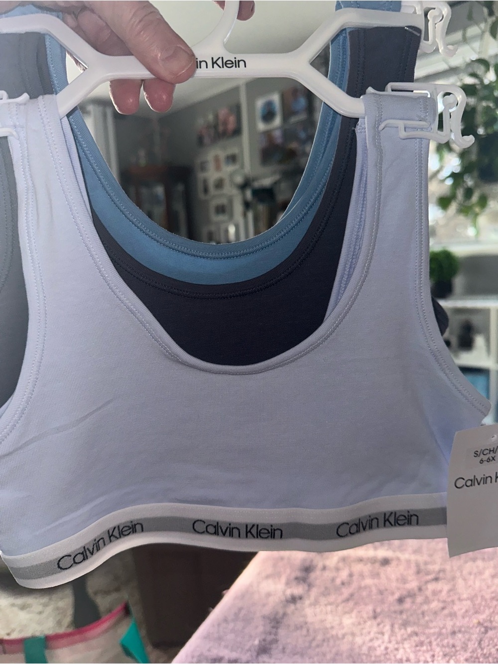 Calvin Klein Sky Blue & White Logo Band Bralette